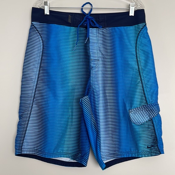 Nike Swim Prism Geometric Print Blue Mens Size 34 - Picture 1 of 8